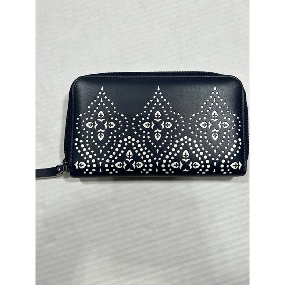 Vera Bradley‎ Accordion Zip Around Navy Blue Laser Cut - Picture 3 of 6